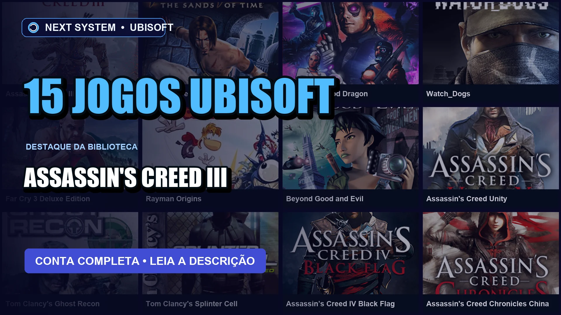 Conta Ubisoft | 15 Jogos | Assassin's Creed III + Far Cry 3 Deluxe Edition