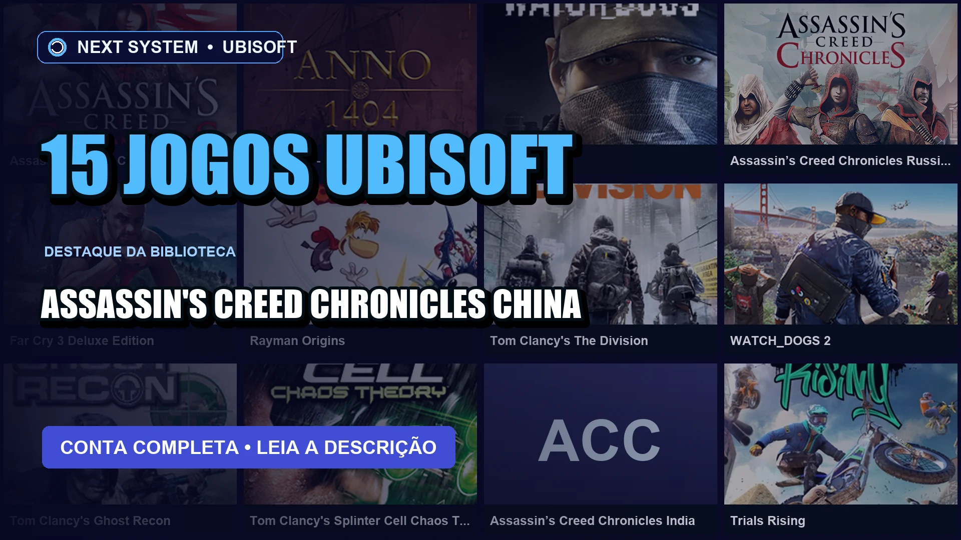 Conta Ubisoft | 15 Jogos | Assassin's Creed Chronicles China + Far Cry 3 Deluxe Edition