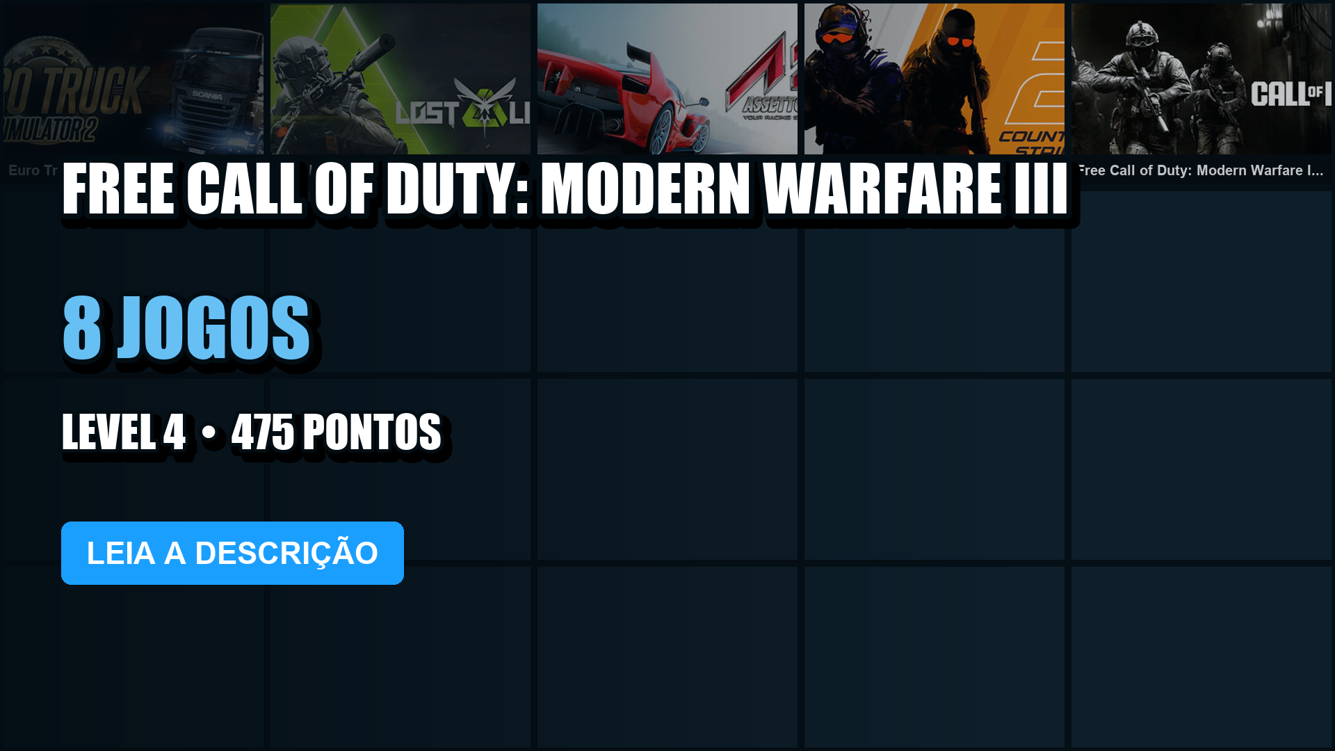 Conta Steam | 8 Jogos | Nível 4 | Euro Truck Simulator 2 + Lost Light