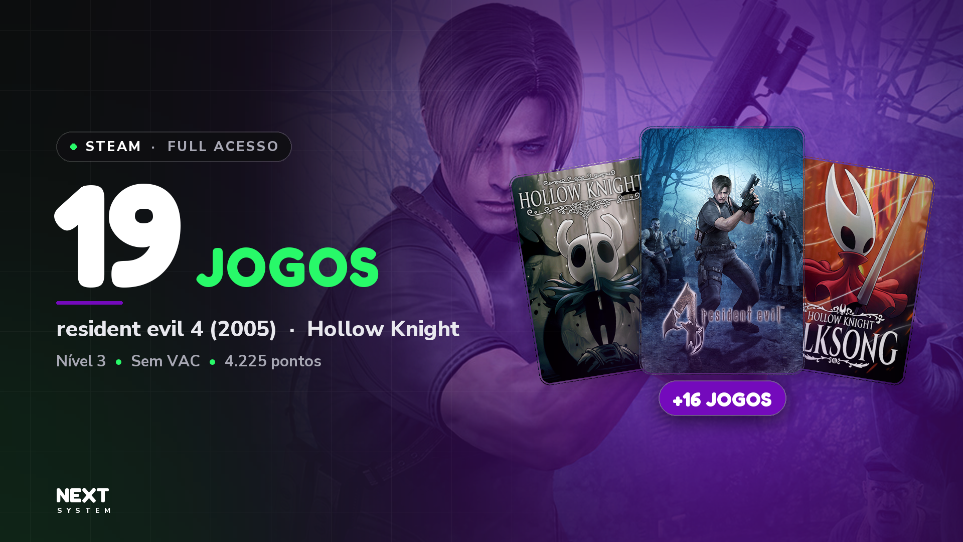 Conta Steam | 19 Jogos | resident evil 4 (2005) + Hollow Knight