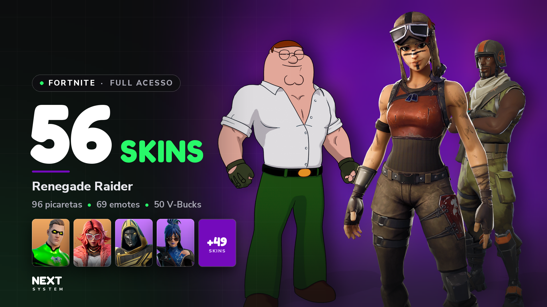 Conta Fortnite | 56 Skins | Renegade Raider + Aerial Assault Trooper