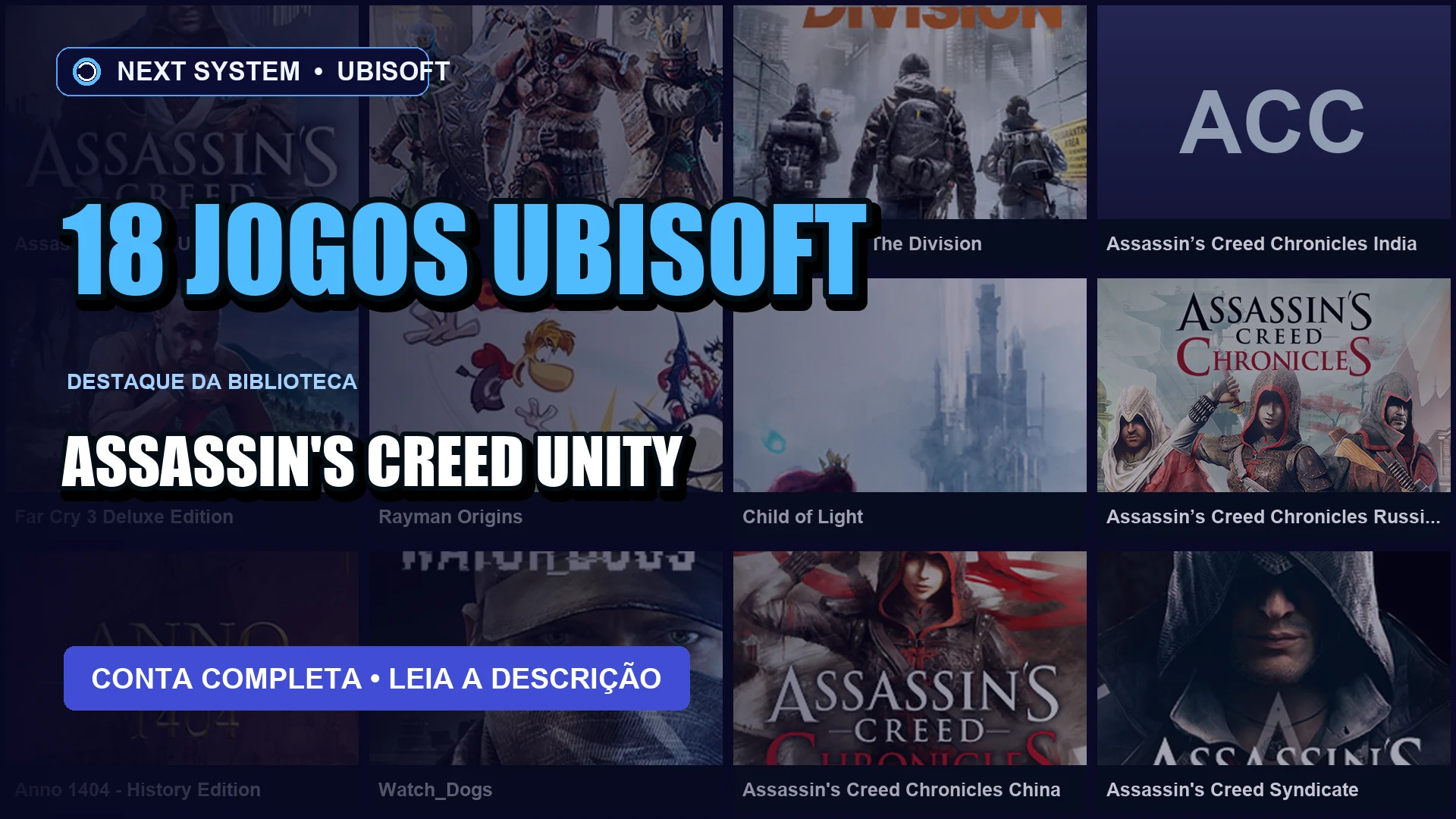 Conta Ubisoft | 18 Jogos | Assassin's Creed Unity + Far Cry 3 Deluxe Edition