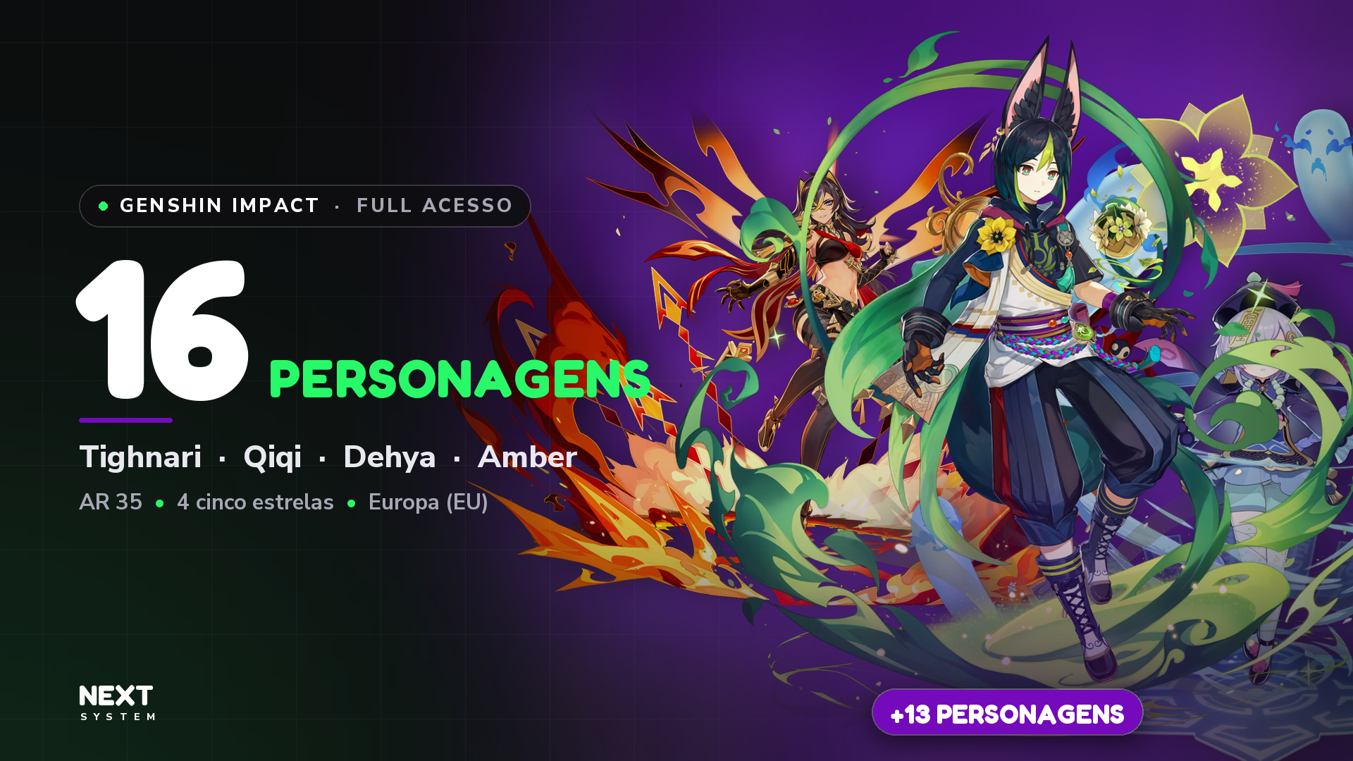 Conta GENSHIN IMPACT | 16 Personagens | 5 Armas