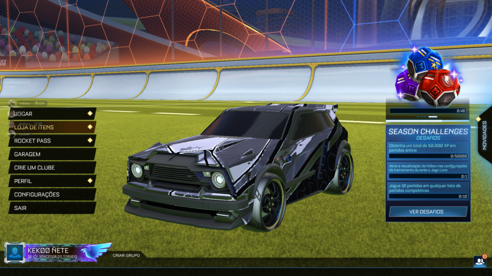Conta Rocket League com 10 Explosões de Gol incluindo Bandeira Xadrez Verde Floresta e Recompensas S5