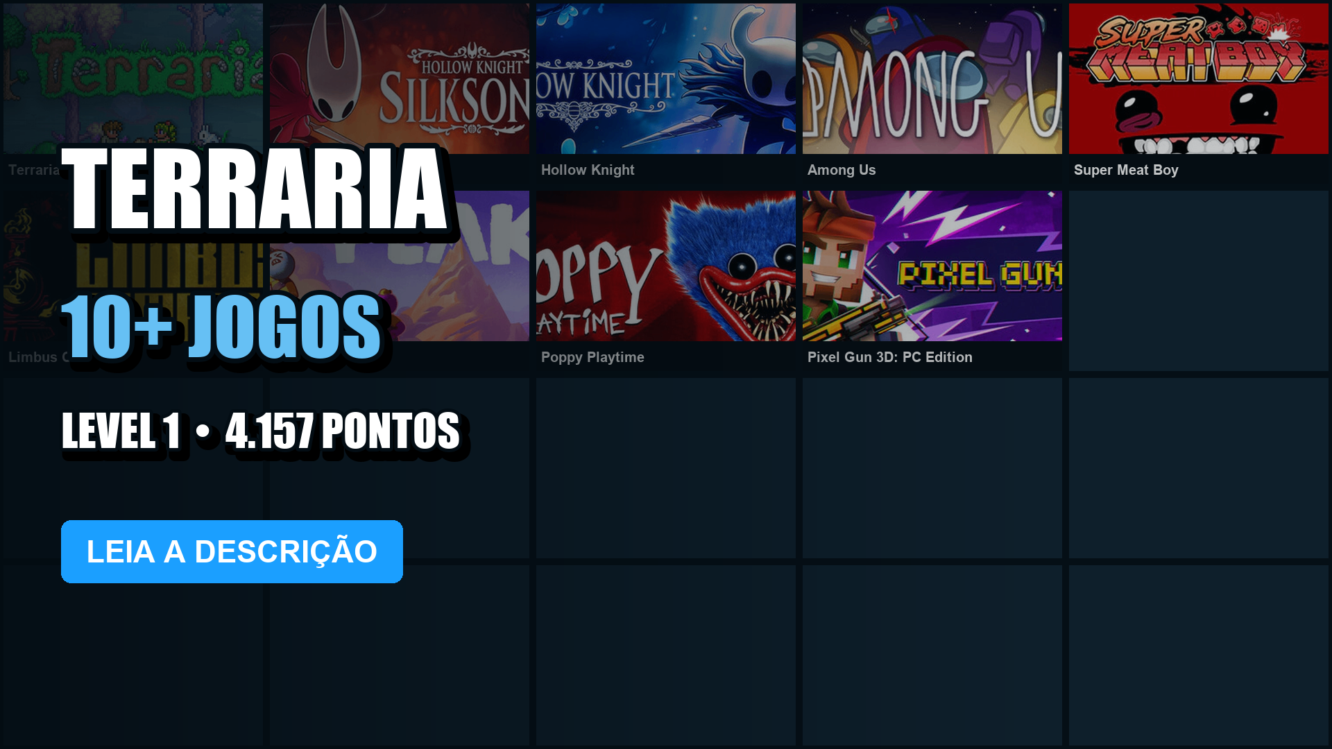 Conta Steam | 17 Jogos | Nível 1 | Terraria + Hollow Knight: Silksong