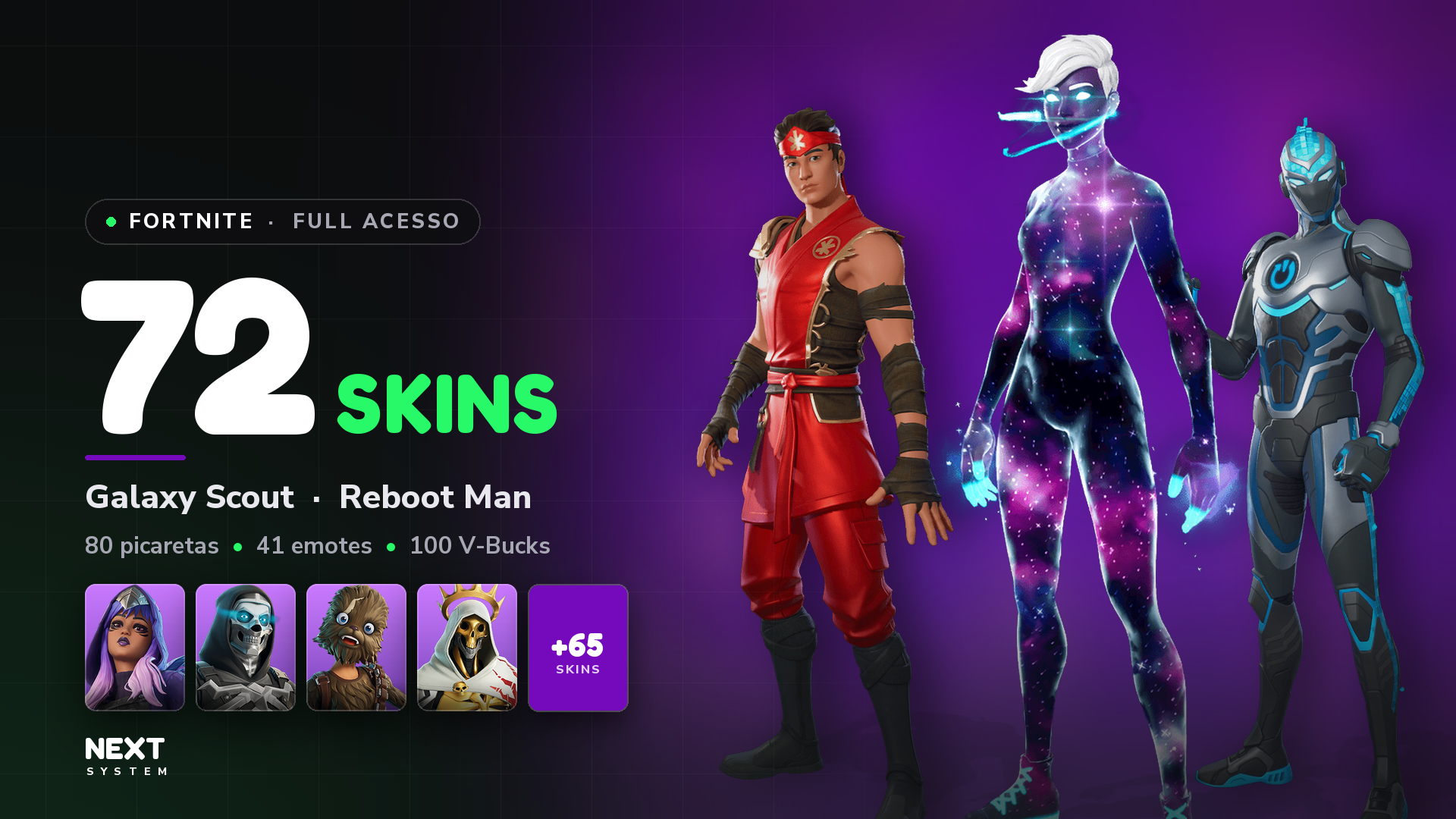 Conta Fortnite | 72 Skins | Galaxy Scout + Reboot Man