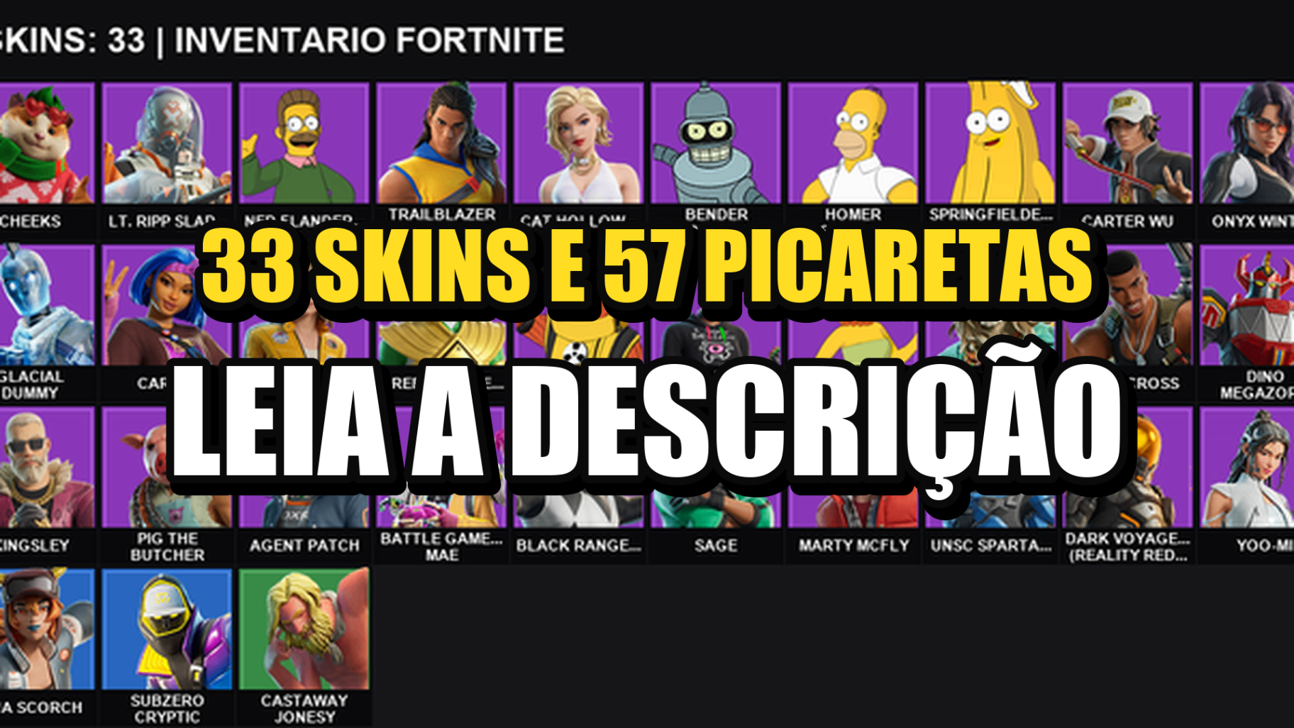 Conta Fortnite | 33 Skins | Cheeks + Lt. Ripp Slade
