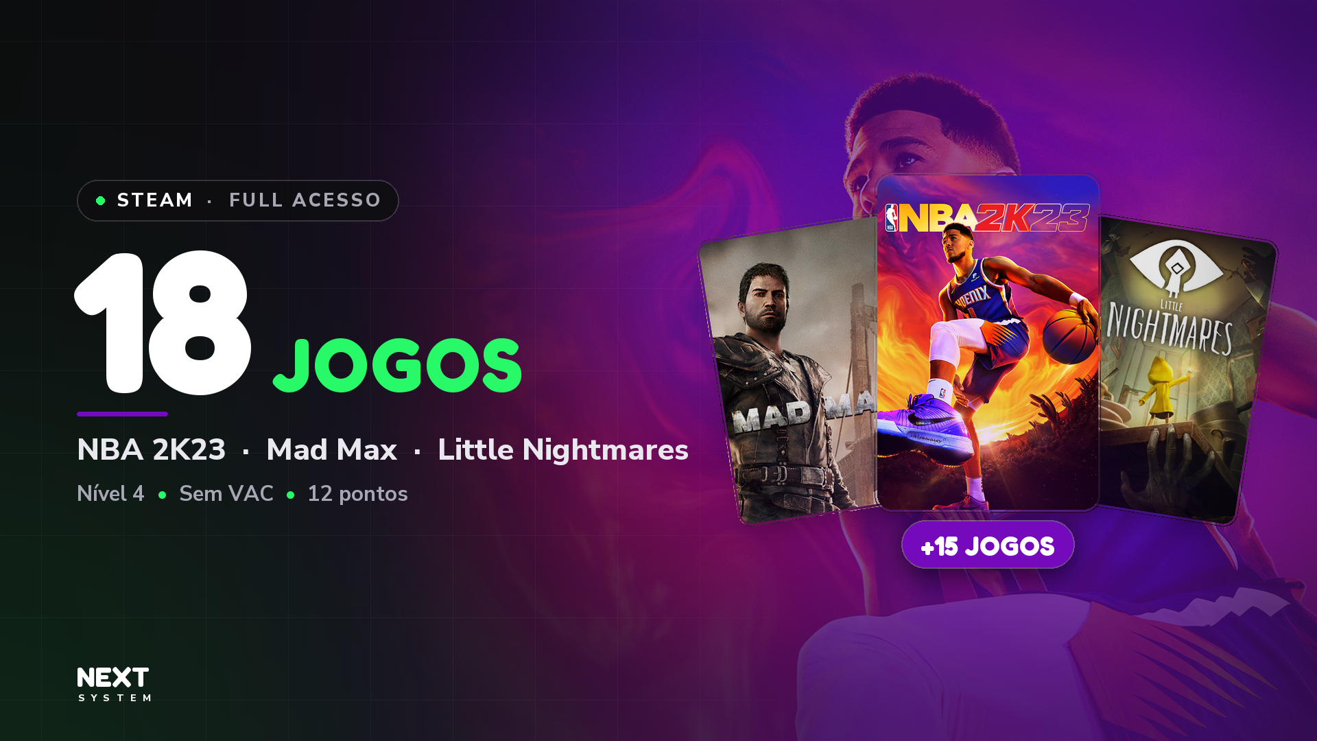 Conta Steam | 18 Jogos | NBA 2K23 + Mad Max