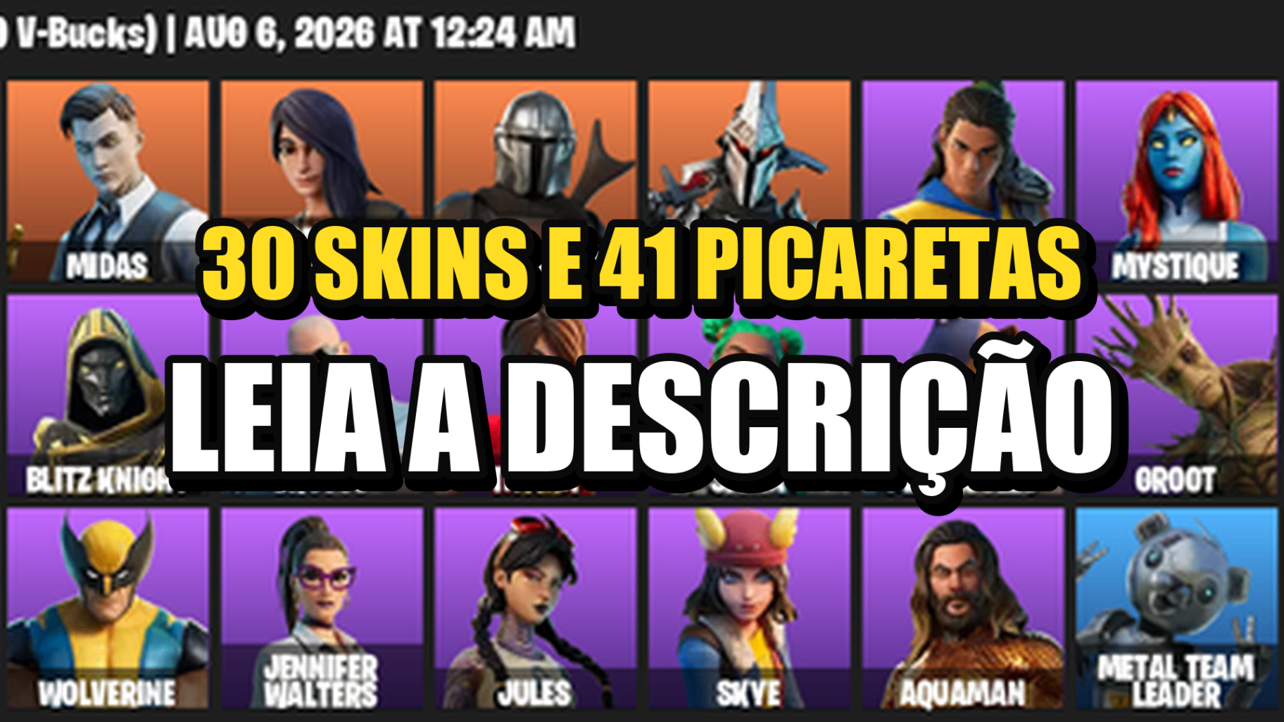 Conta Fortnite | 30 Skins | Midas + Mandalorian