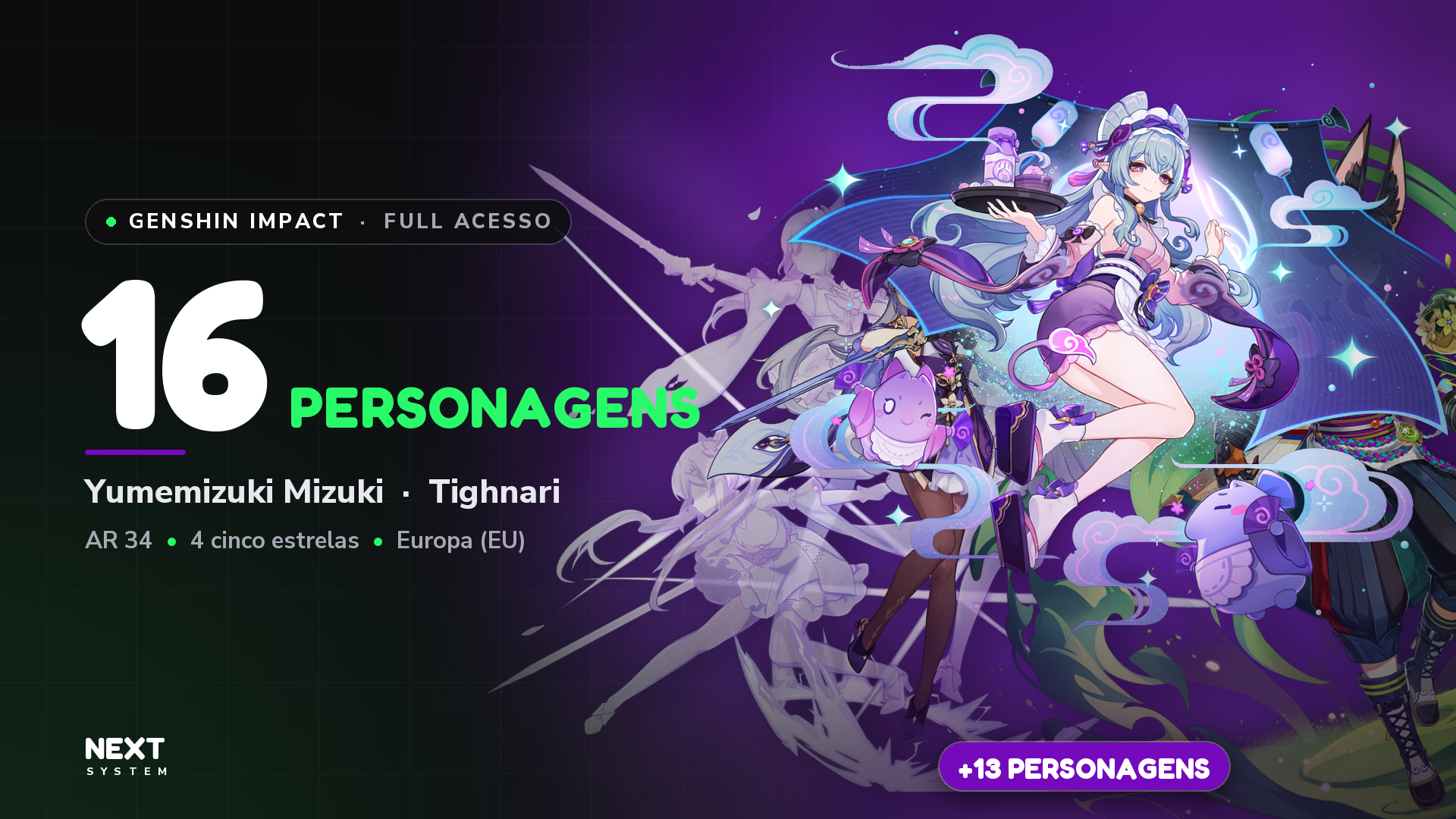 Conta GENSHIN IMPACT | 16 Personagens | 5 Armas