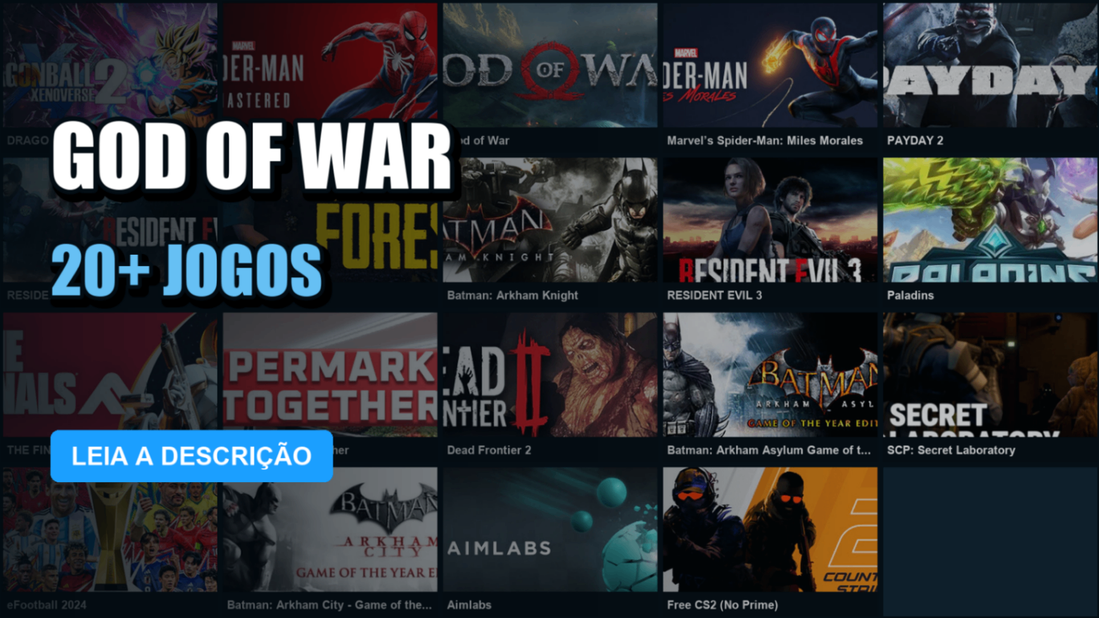 Conta Steam | 26 Jogos | Nível 0 | God of War + DRAGON BALL XENOVERSE 2