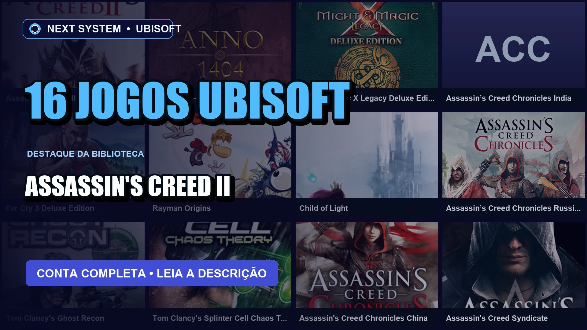 Conta Ubisoft | 16 Jogos | Assassin's Creed II + Far Cry 3 Deluxe Edition