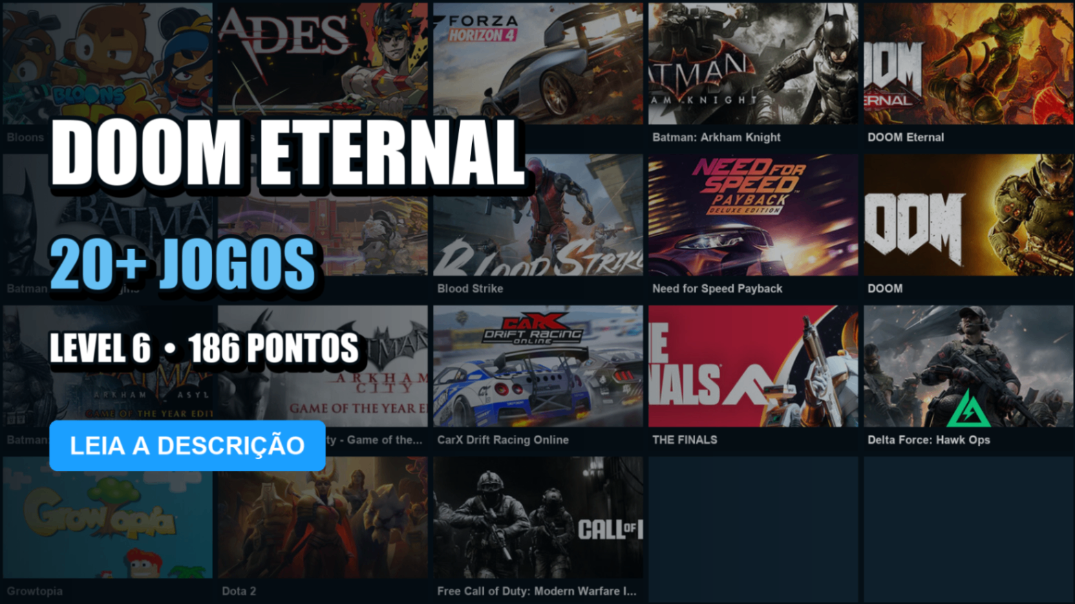 Conta Steam | 25 Jogos | Nível 6 | DOOM Eternal + Dota 2