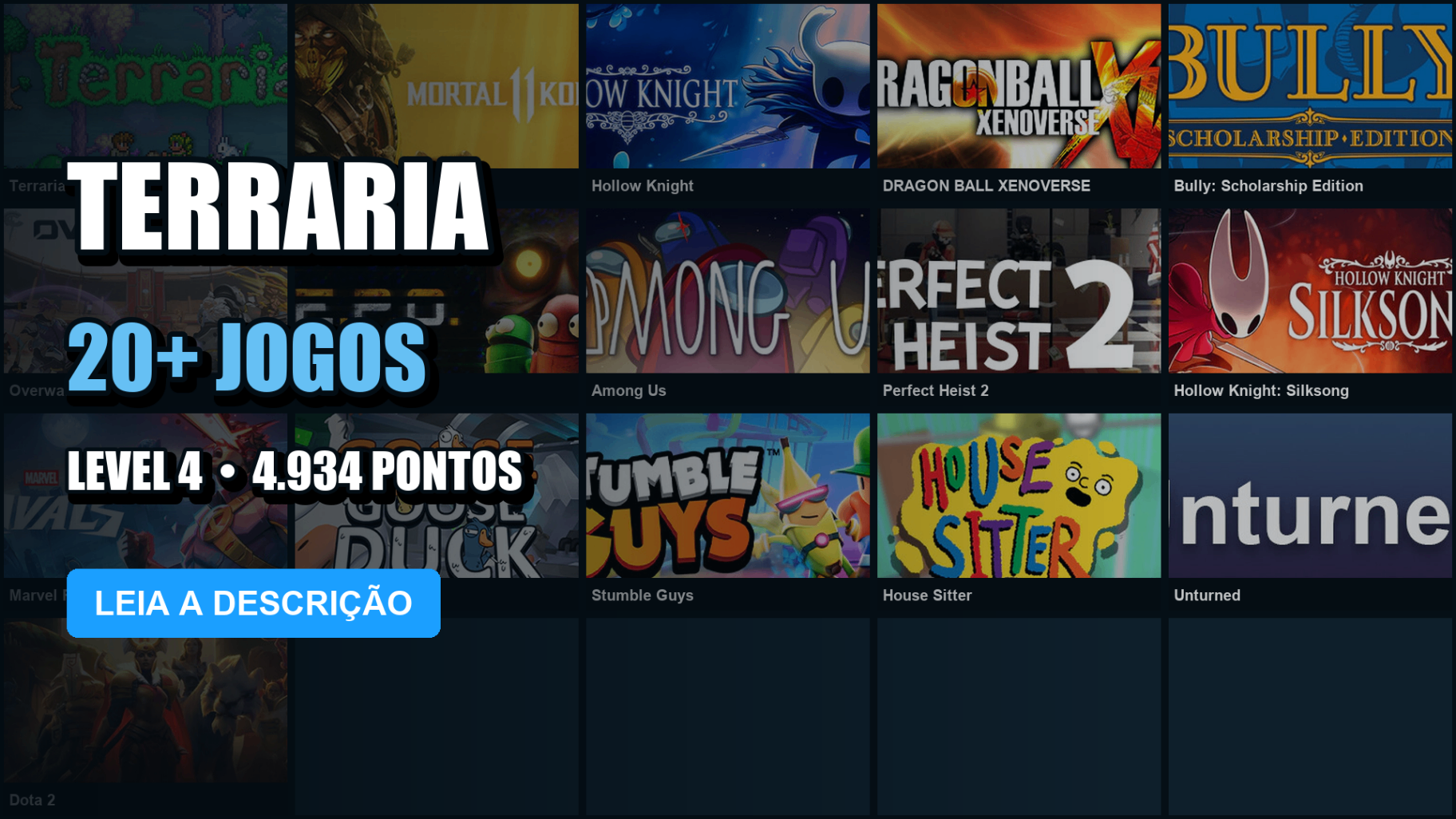 Conta Steam | 23 Jogos | Nível 4 | Dota 2 + Terraria