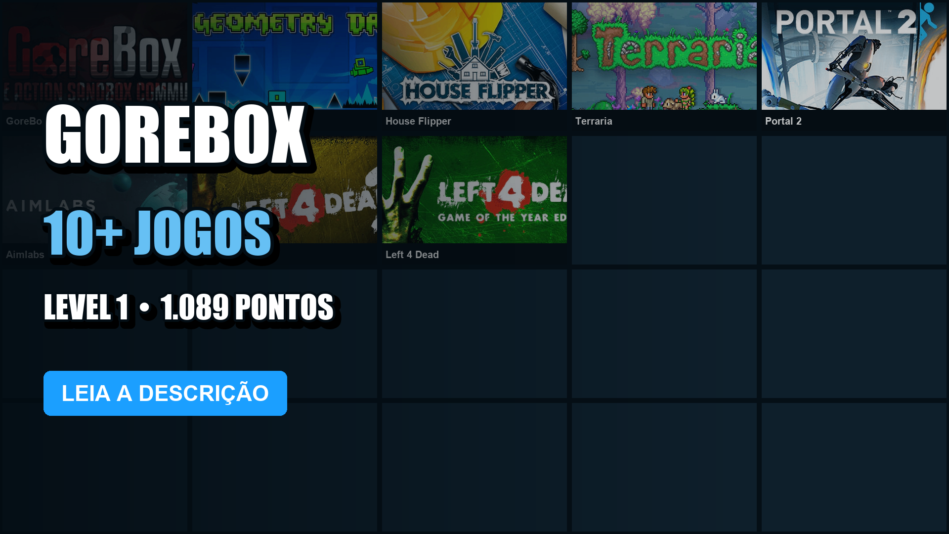 Conta Steam | 11 Jogos | Nível 1 | GoreBox + Geometry Dash