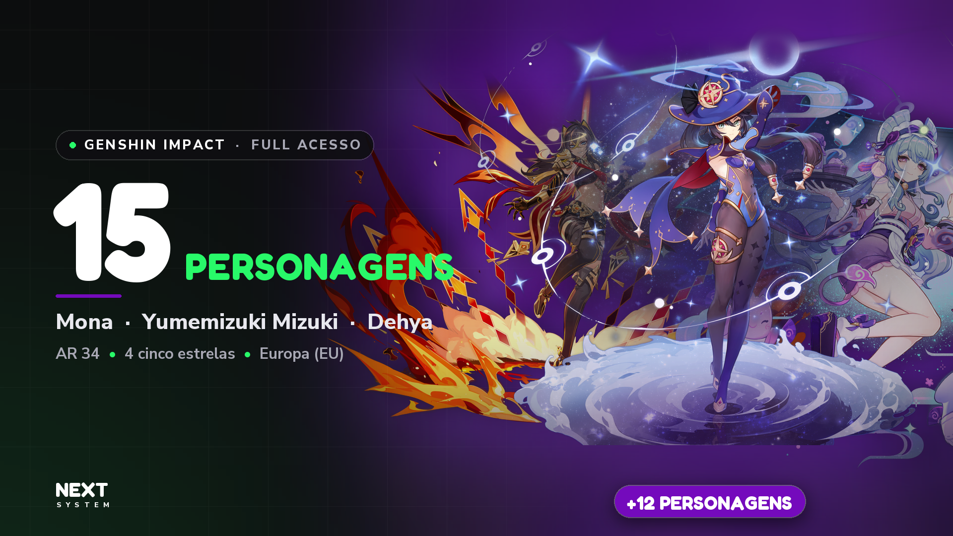 Conta GENSHIN IMPACT | 15 Personagens | 5 Armas
