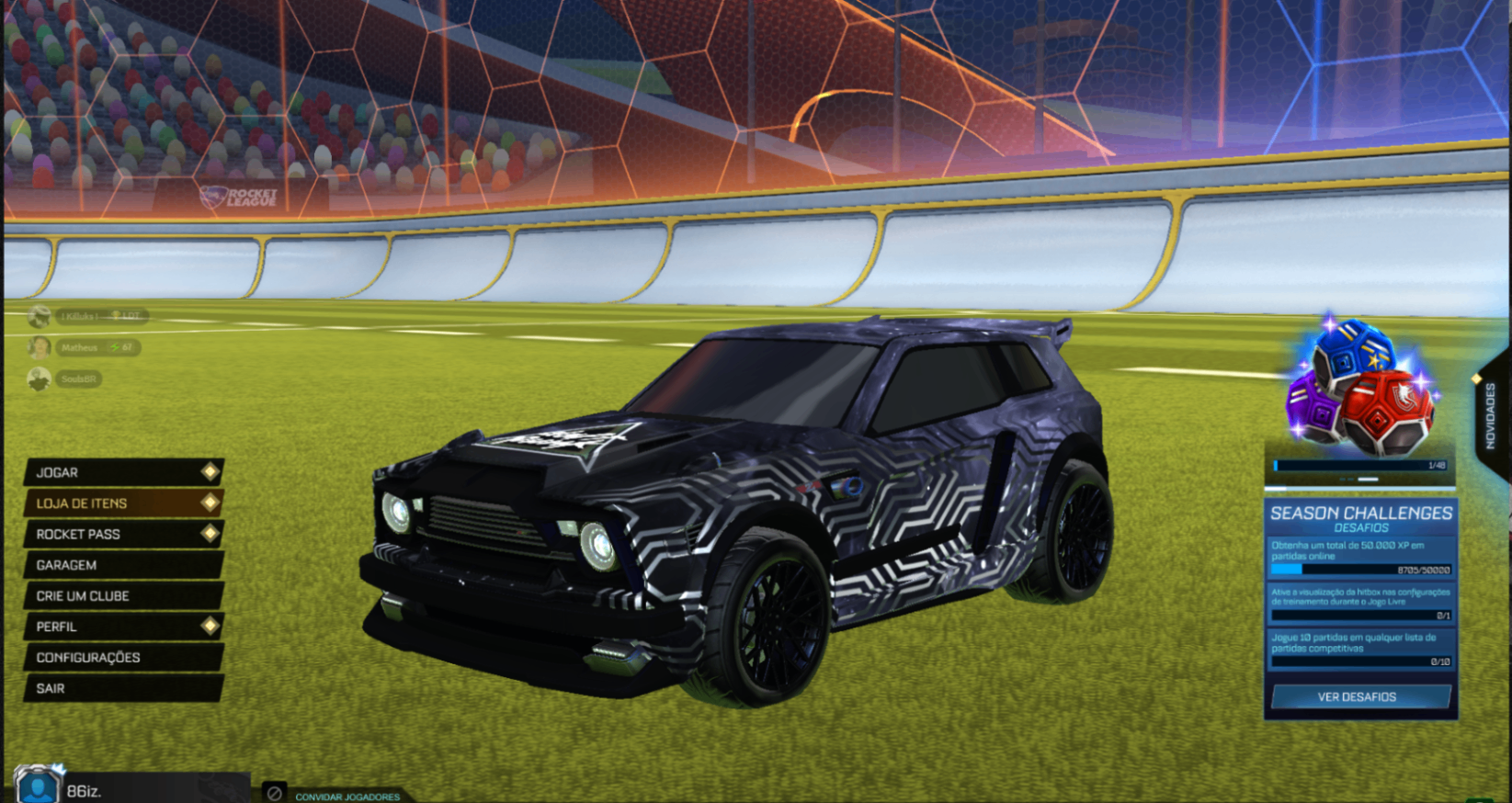 Conta Rocket League | Phoenix Cannon Branco Titânio | 283 Adesivos e 27 Explosões de Gol