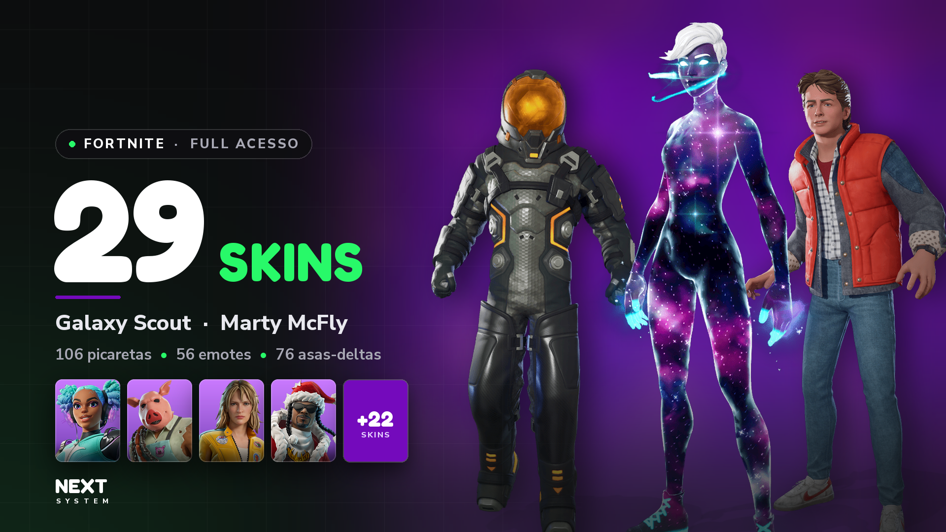Conta Fortnite | 29 Skins | Galaxy Scout + Marty McFly