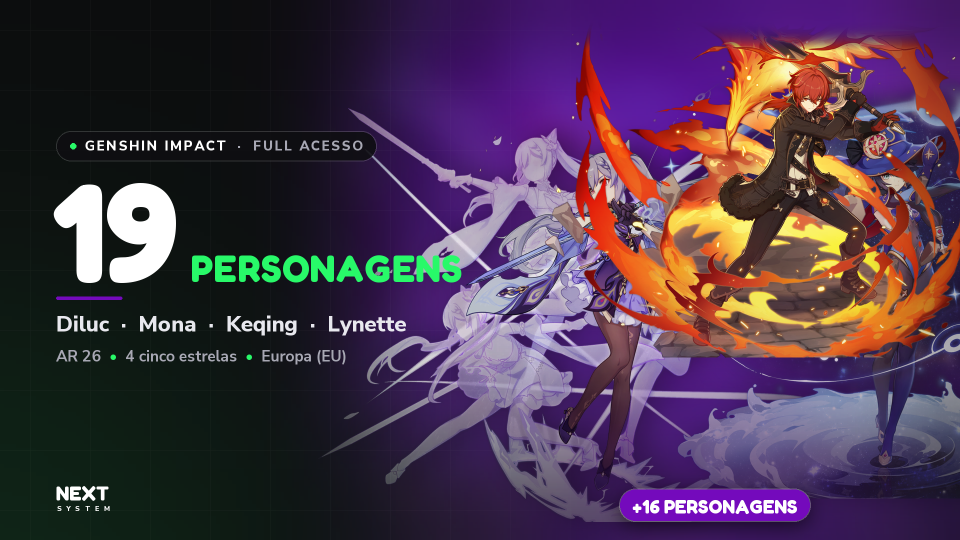 Conta GENSHIN IMPACT | 19 Personagens | 18 Armas