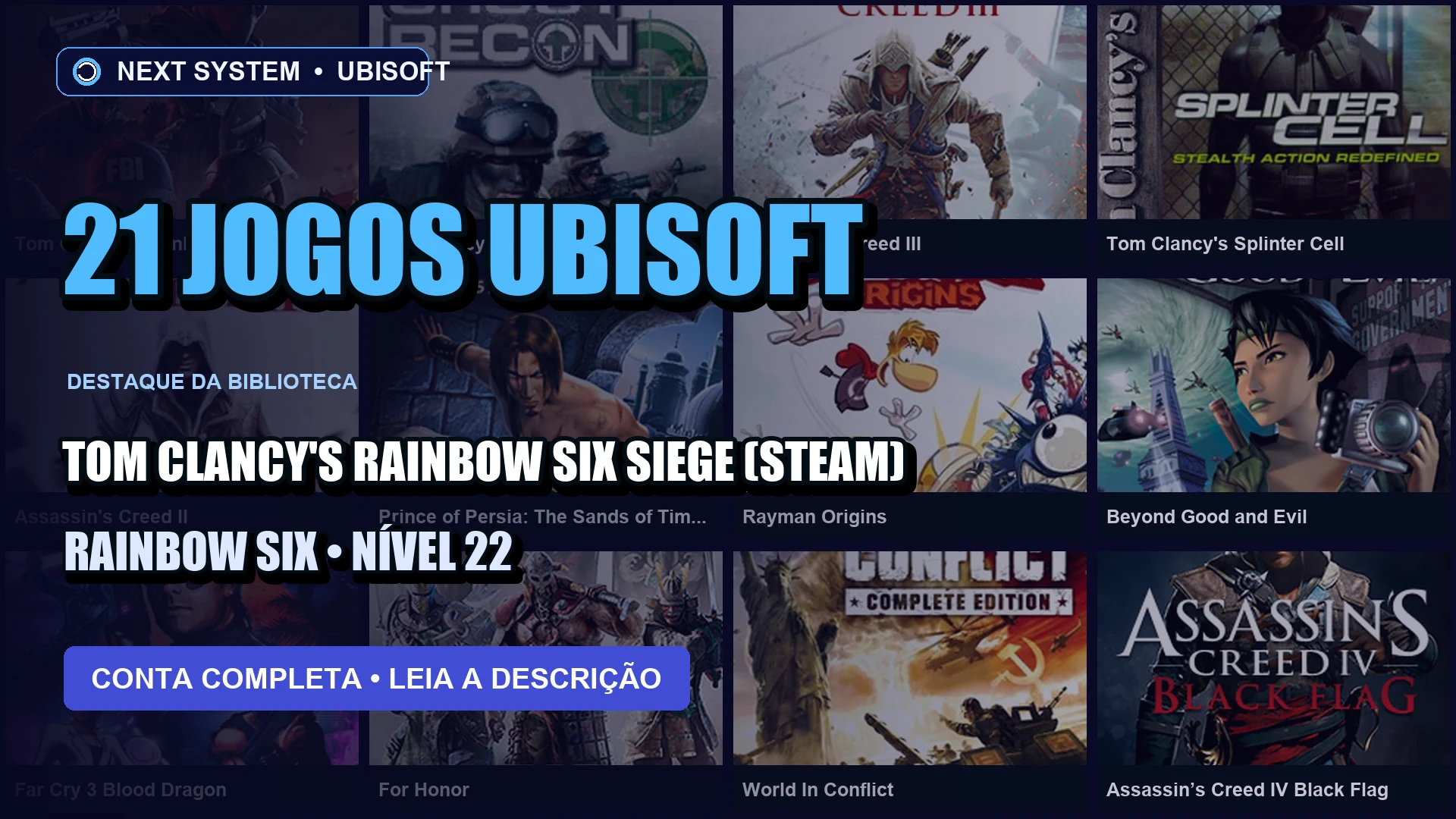 Conta Ubisoft | 21 Jogos | Tom Clancy's Rainbow Six Siege (Steam) + Assassin's Creed II