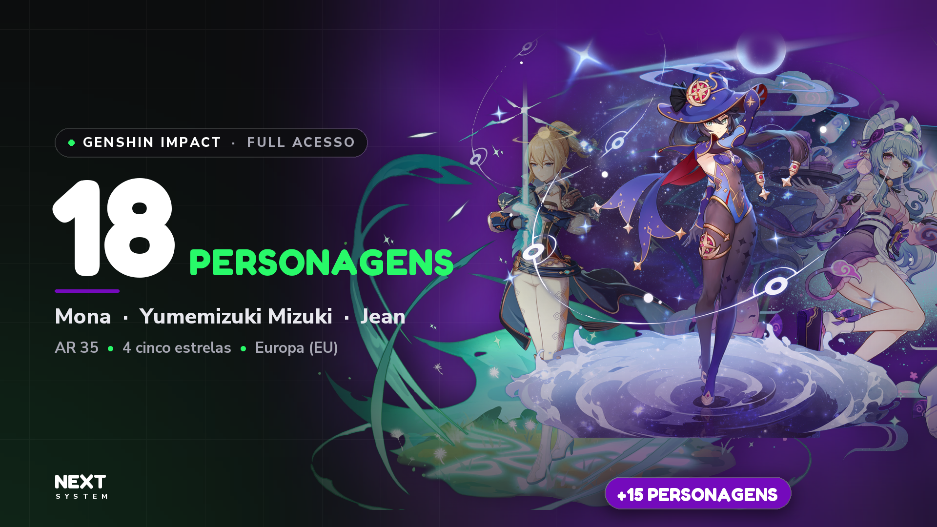 Conta GENSHIN IMPACT | 18 Personagens | 4 Armas