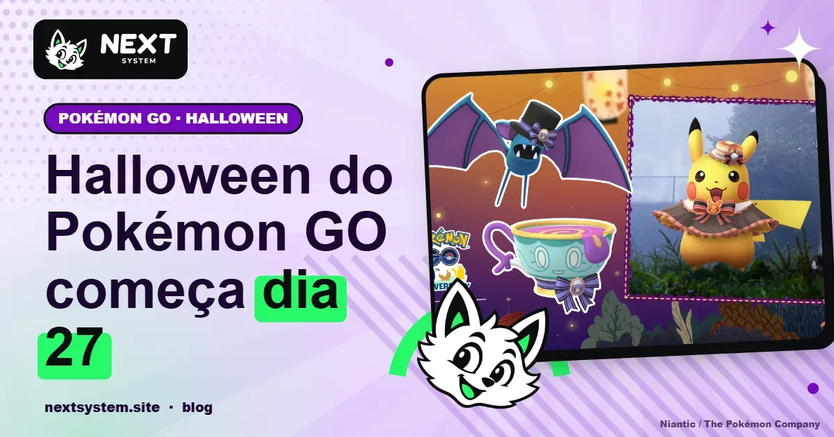 Pokémon GO Halloween 2026 começa dia 27 com Pikachu fantasiado